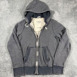 Vintage Abercrombie & Fitch Mens XXL Full Zip Hoodie Muscle Fit Distressed